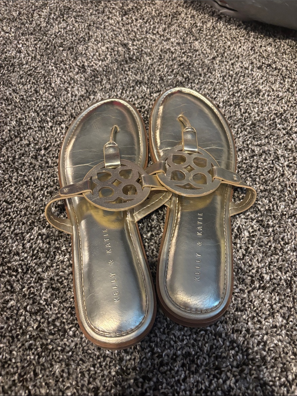 Kelly & Katie Metallic Gold T-Strap Sandals